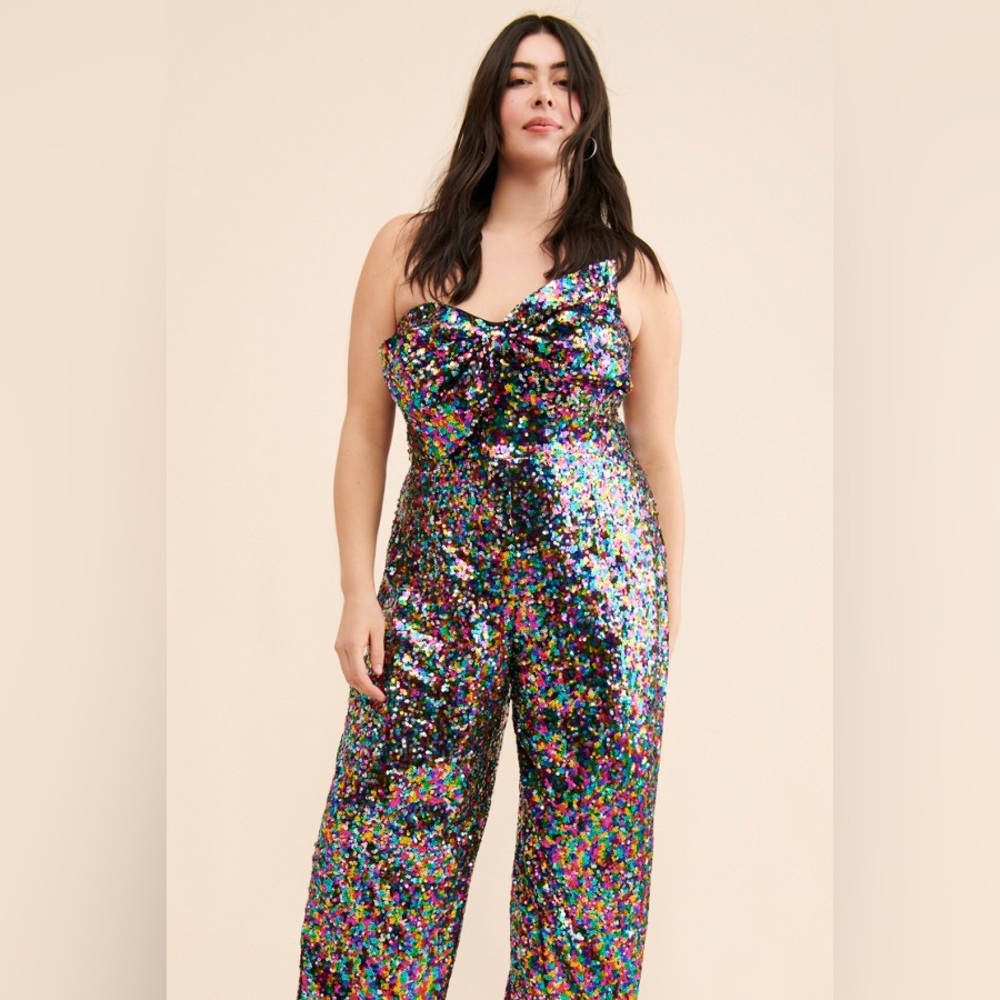 Anthropologie Multicolor Sequin Wide-Leg Jumpsuit - Picture 4 of 11